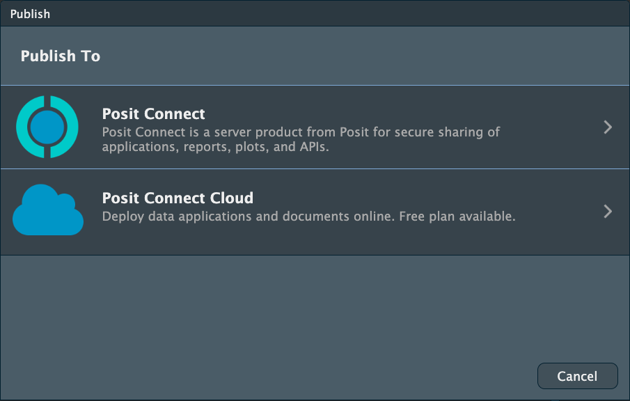 Publish To options